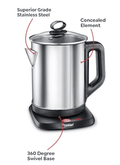 Prestige Smart-1.7 IOT Enabled Electric Kettle with Concealed Element 1.7L, 1500W, Silver Variable Temperature Control Through WiFi-5
