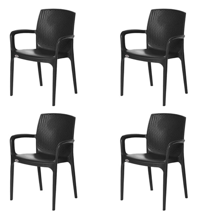 सुप्रीम टेक्सास प्लास्टिक चेयर (काला, 4 का सेट) 