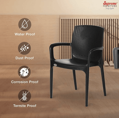 Supreme Texas Plastic Chair (Black, Set of 4)-2
