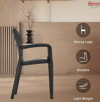 सुप्रीम टेक्सास प्लास्टिक चेयर (काला, 4 का सेट) 