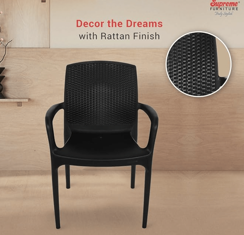 सुप्रीम टेक्सास प्लास्टिक चेयर (काला, 4 का सेट) 