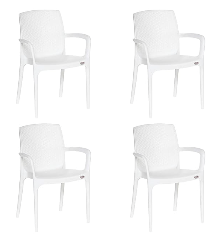 सुप्रीम टेक्सास प्लास्टिक चेयर (दूधिया सफेद, 4 का सेट) 