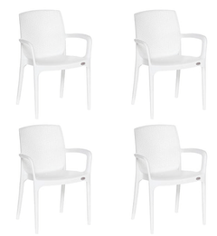 Supreme Texas Plastic Chair (Milky White, Set of 4)-1