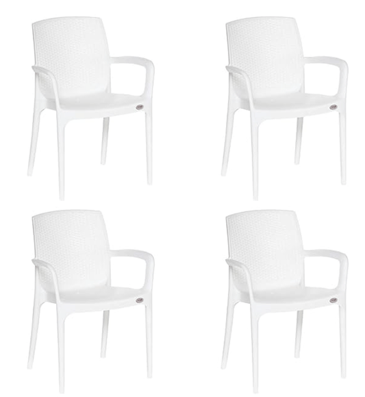 सुप्रीम टेक्सास प्लास्टिक चेयर (दूधिया सफेद, 4 का सेट) 