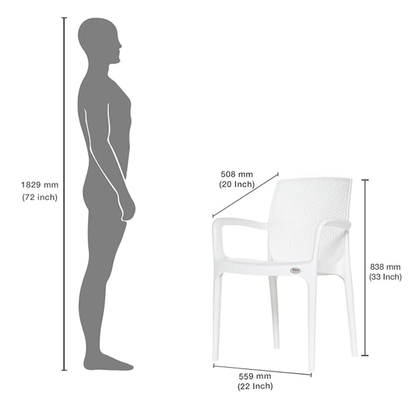 सुप्रीम टेक्सास प्लास्टिक चेयर (दूधिया सफेद, 4 का सेट) 