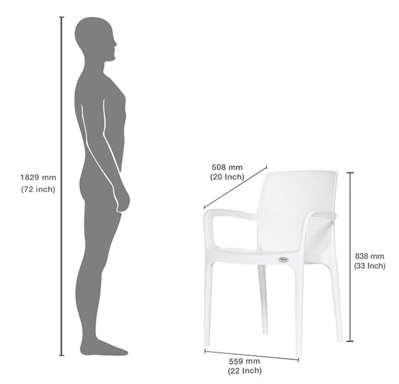 Supreme Texas Plastic Chair (Milky White, Set of 4)-4