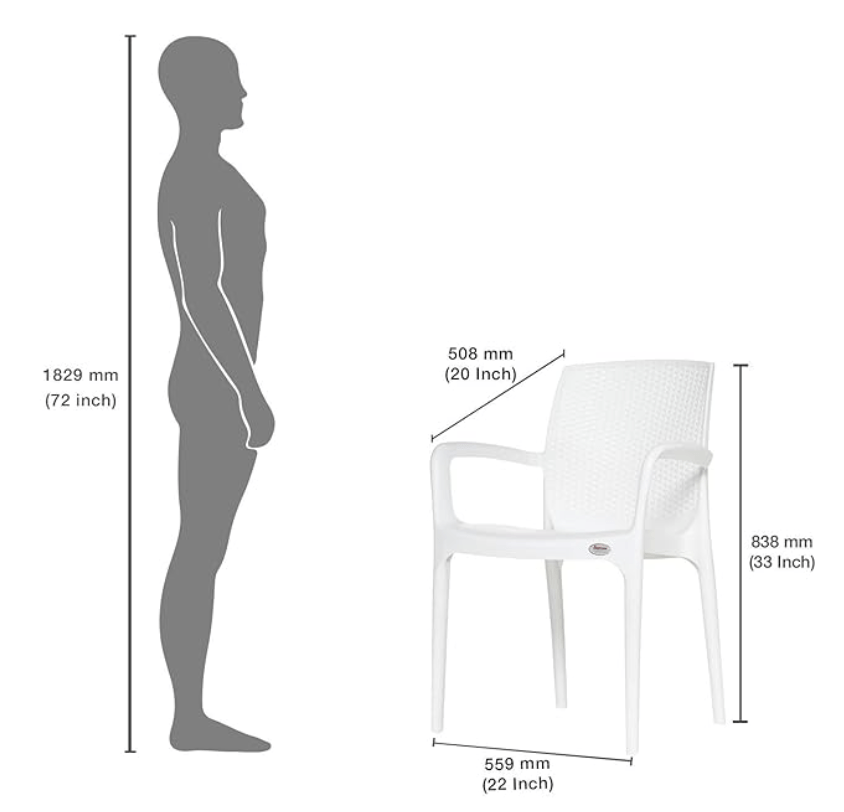 Supreme Texas Plastic Chair (Milky White, Set of 4)-4