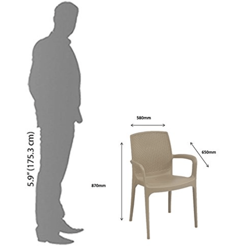 सुप्रीम टेक्सास प्लास्टिक कुर्सियाँ (4 का सेट, गहरा बेज) 