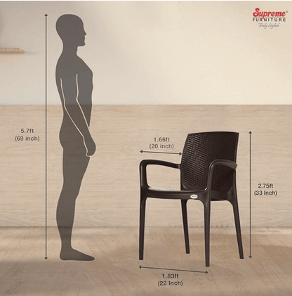 बिनानी सुप्रीम टेक्सास हेवी स्टैकेबल आर्मचेयर घर और ऑफिस के लिए (भूरा, 2 का सेट) 