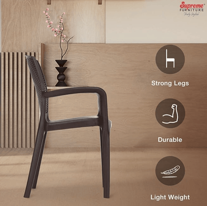 बिनानी सुप्रीम टेक्सास हेवी स्टैकेबल आर्मचेयर घर और ऑफिस के लिए (भूरा, 2 का सेट) 