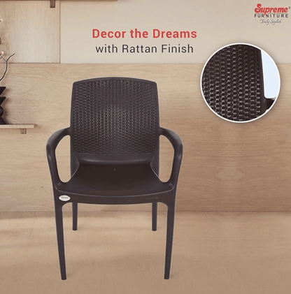 बिनानी सुप्रीम टेक्सास हेवी स्टैकेबल आर्मचेयर घर और ऑफिस के लिए (भूरा, 2 का सेट) 