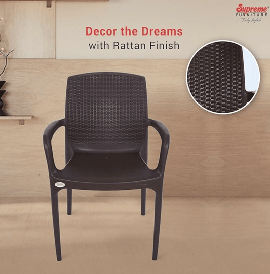 बिनानी सुप्रीम टेक्सास हेवी स्टैकेबल आर्मचेयर घर और ऑफिस के लिए (भूरा, 2 का सेट) 