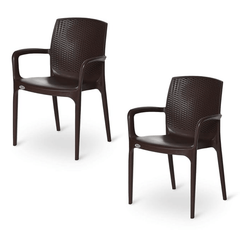 Binani Supreme Texas Heavy Stackable Armchair for Home and Office (Brown, Set of 2)-1