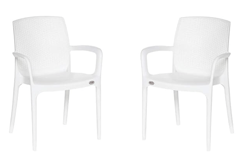 Binani Supreme Texas Heavy Stackable Armchair for Home and Office (White, Set of 2)-1
