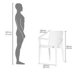 Binani Supreme Texas Heavy Stackable Armchair for Home and Office (White, Set of 2)-2