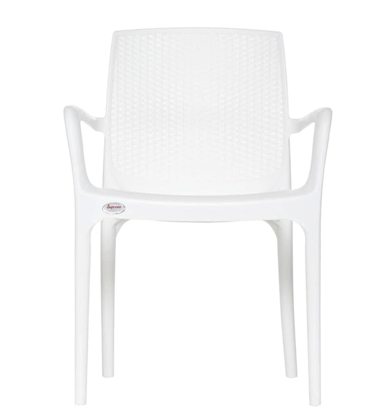 Binani Supreme Texas Heavy Stackable Armchair for Home and Office (White, Set of 2)-3