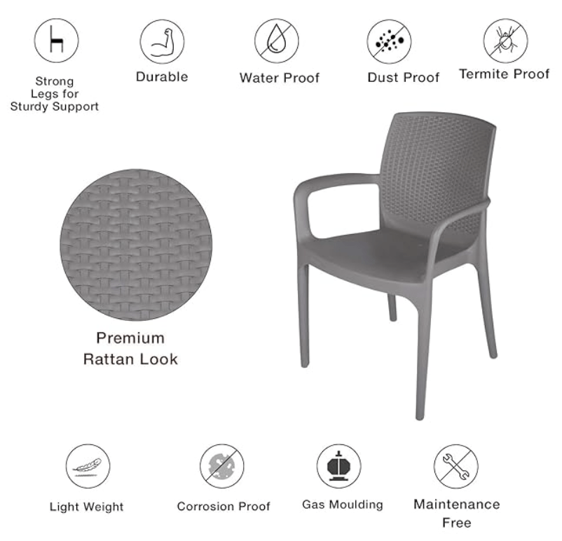 सुप्रीम टेक्सास प्लास्टिक चेयर (शैंपेन, 2 का सेट) 