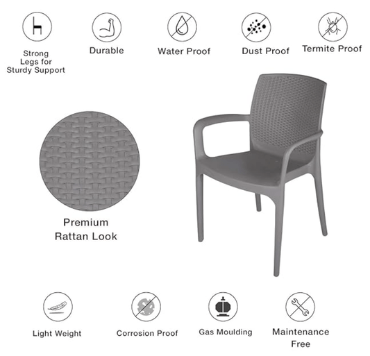 सुप्रीम टेक्सास प्लास्टिक चेयर (शैंपेन, 2 का सेट) 