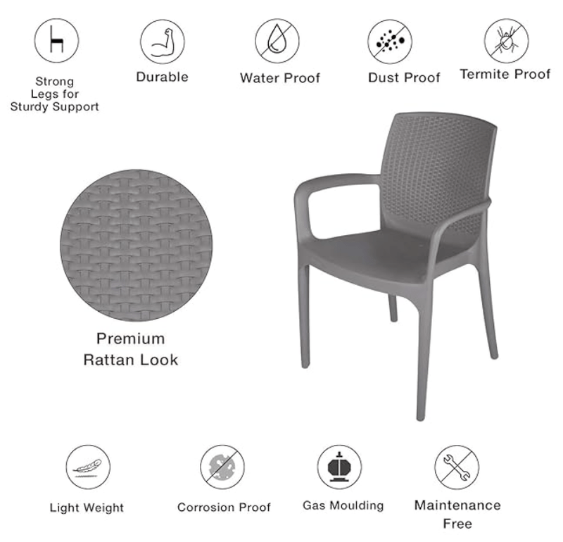 Supreme Texas Plastic Chair (Champange, Set of 2)-2