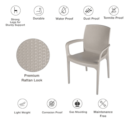 सुप्रीम टेक्सास प्लास्टिक चेयर (डार्क बेज, 4 का सेट), स्टैंडर्ड, (TexasDarkBeige4) 