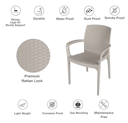 सुप्रीम टेक्सास प्लास्टिक चेयर (डार्क बेज, 4 का सेट), स्टैंडर्ड, (TexasDarkBeige4) 