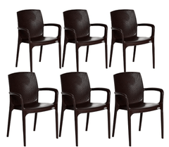 Supreme Furniture Texas Plastic with-Arm Chair Suitable for Home, Office, Garden, Living Room, Cafeteria, Restaurant, Hotel, Resort, Indoor & Outdoor(Set of 6, Globus Brown)-1