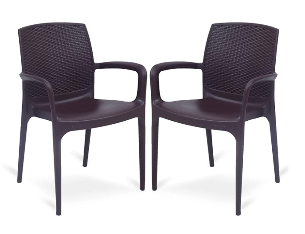 Supreme Texas Heavy Plastic Chair for Indoor/Outdoor Use (Color: Globus Brown; Count: 2 Pc.)