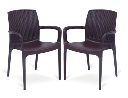Supreme Texas Heavy Plastic Chair for Indoor/Outdoor Use (Color: Globus Brown; Count: 2 Pc.)