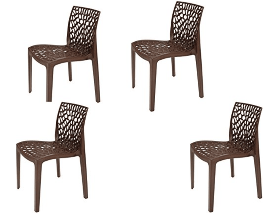 Supreme Plastic Web Chairs(Brown) Set of 4