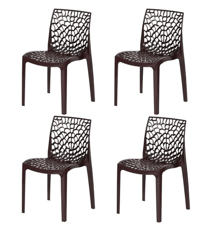 Supreme Web Plastic Chair (Globus Brown, Set of 4), Standard