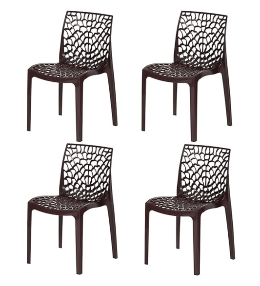Supreme Web Plastic Chair (Globus Brown, Set of 4), Standard