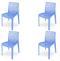 Supreme Web Plastic Chairs for Home, Outdoor &amp; Garden (Set of 4, Soft Blue)-1