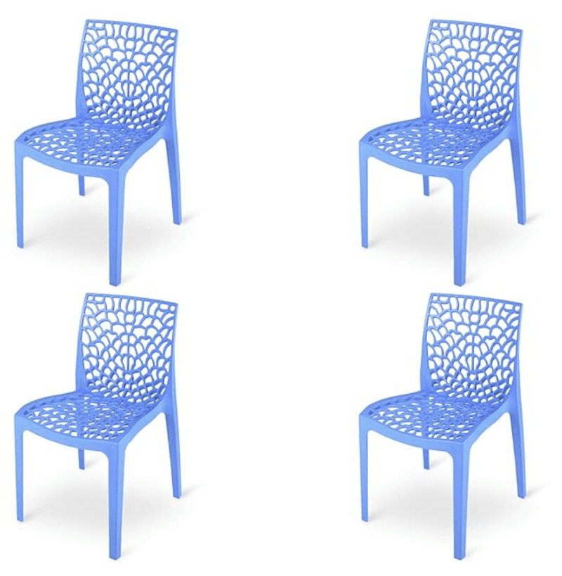 Supreme Web Plastic Chairs for Home, Outdoor &amp; Garden (Set of 4, Soft Blue)-1