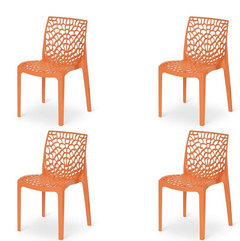 Supreme Web Plastic Chair (Orange, Set of 4)-1