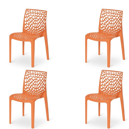 Supreme Web Plastic Chair (Orange, Set of 4)