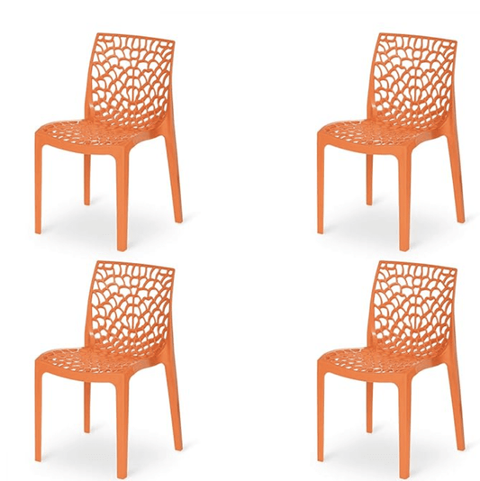 Supreme Web Plastic Chair (Orange, Set of 4)