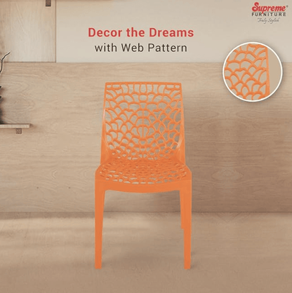 Supreme Web Plastic Chair (Orange, Set of 4)