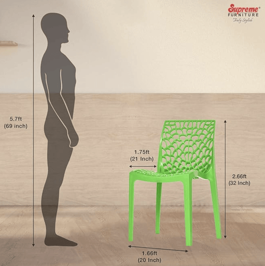 Supreme Web Designer Plastic Chair for Home and Office (Set of 4, Parrot Green)