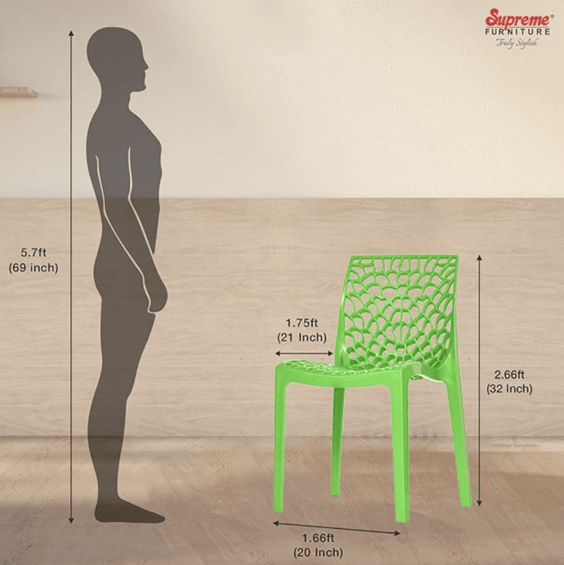 Supreme Web Designer Plastic Chair for Home and Office (Set of 4, Parrot Green)-2