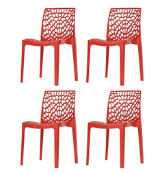 Supreme Web Plastic Chairs for Home, Outdoor &amp; Garden (Set of 4, Coke Red)-1