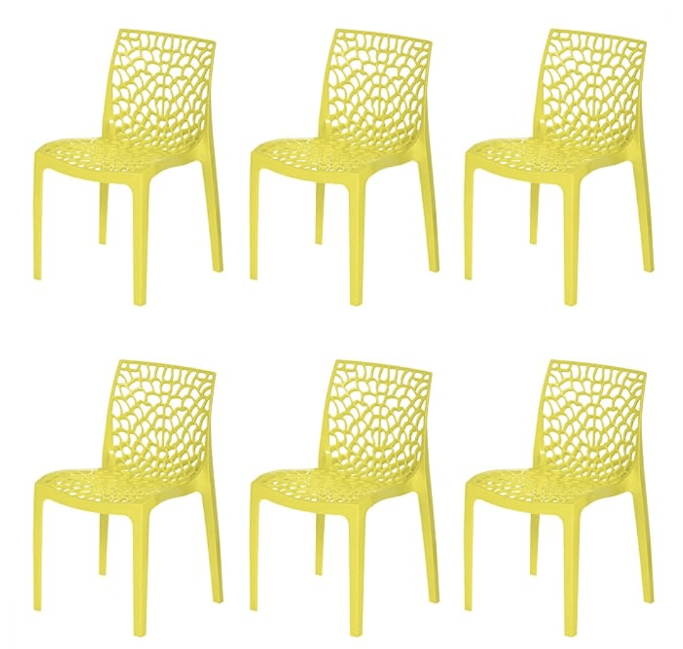 Supreme Web Plastic Chair (Lemon Yellow, Set of 6)