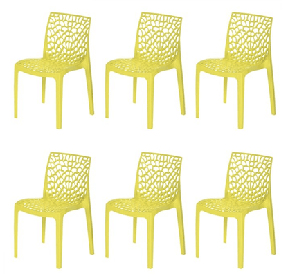 Supreme Web Plastic Chair (Lemon Yellow, Set of 6)