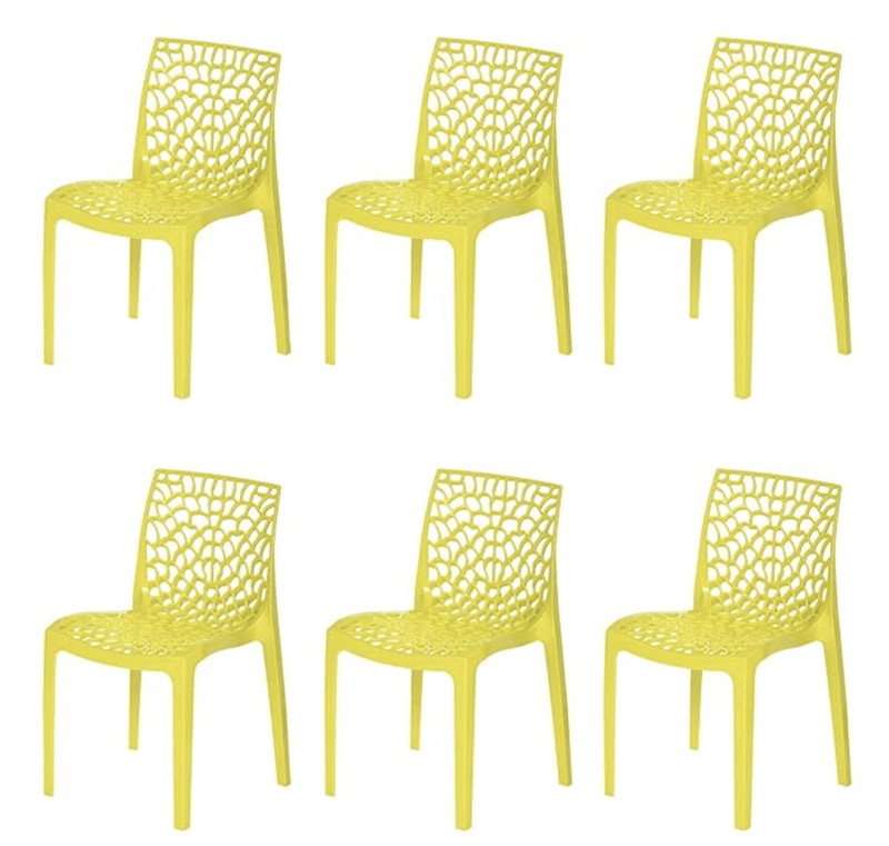 Supreme Web Plastic Chair (Lemon Yellow, Set of 6)-1