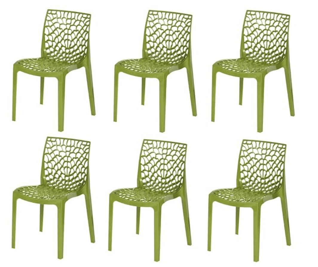 Supreme Web Plastic Chair (Mehandi Green, Set of 6)