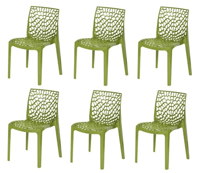 Supreme Web Plastic Chair (Mehandi Green, Set of 6)