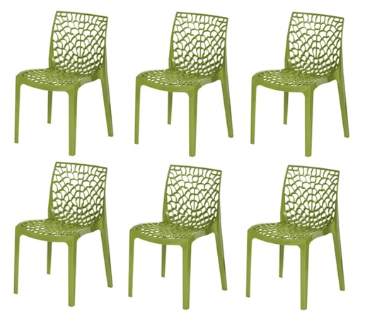 Supreme Web Plastic Chair (Mehandi Green, Set of 6)