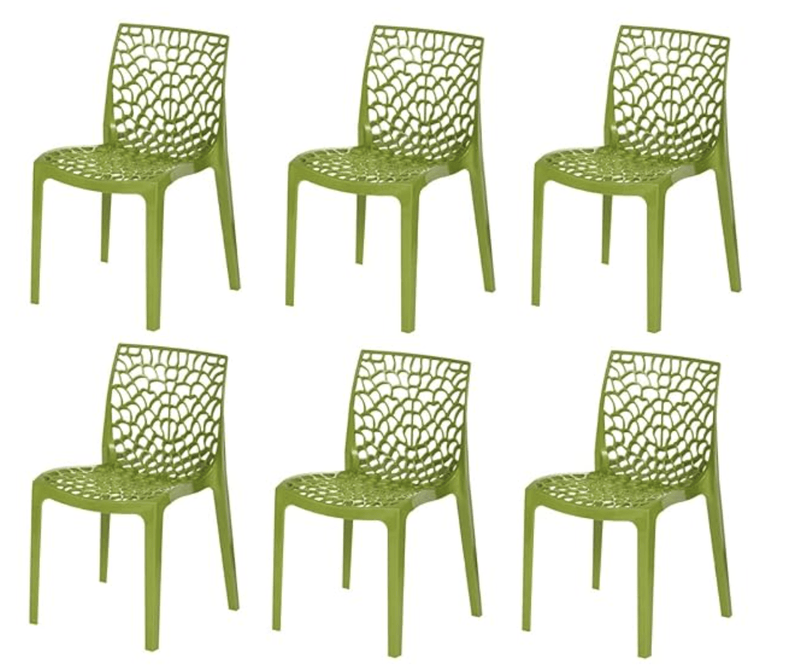 Supreme Web Plastic Chair (Mehandi Green, Set of 6)-1