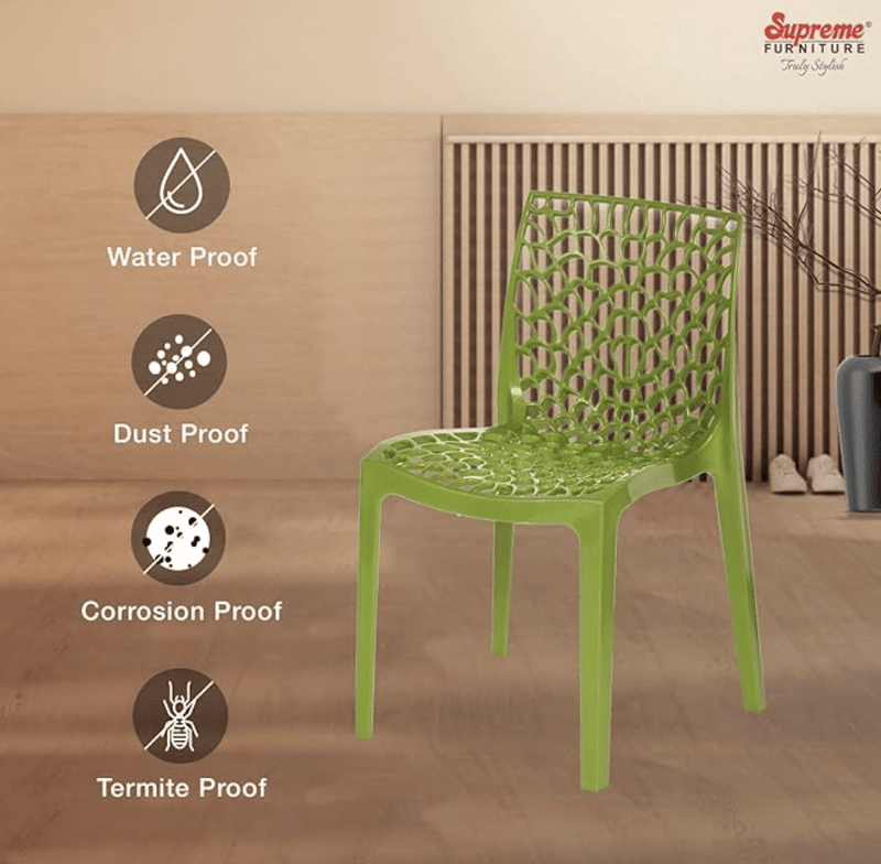 Supreme Web Plastic Chair (Mehandi Green, Set of 6)-2