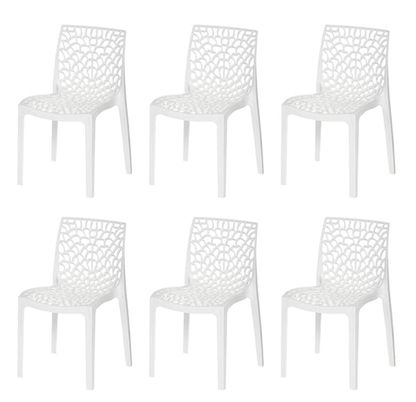 Supreme Web Designer Plastic Chair for Home and Office Milky White Pack of 6