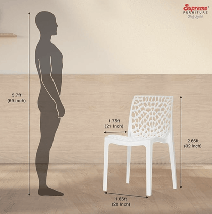 Supreme Web Designer Plastic Chair for Home and Office Milky White Pack of 6